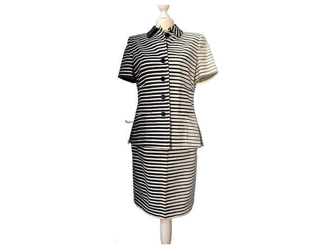 Vestido de verano Gianfranco Ferré de algodón a rayas blancas y azules