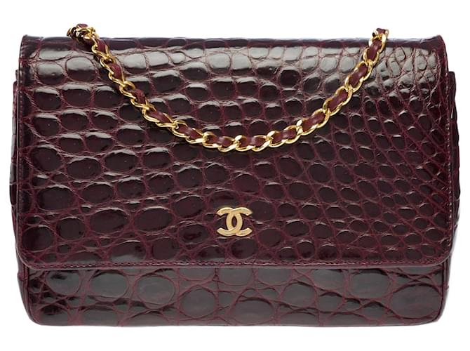 Sac Chanel Timeless/Classic in Bordeaux Exotic Leathers - 101878 Dark red  ref.1362882