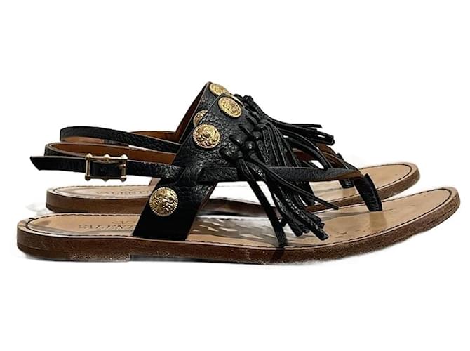 VALENTINO GARAVANI  Sandals T.eu 35.5 leather Black  ref.1362893