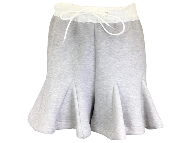 Autre Marque Sacai Gris Jaspeado / Pantalones cortos de algodón con cordón blanco  ref.1362898
