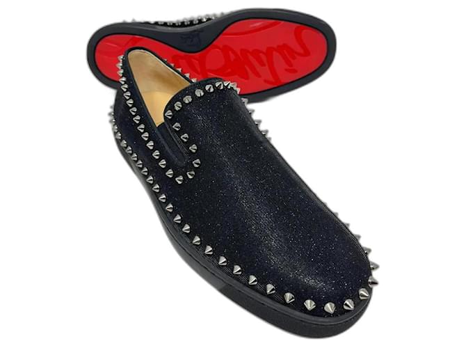 Sapatos Christian Louboutin slip-on Pik Boat tamanho 41,5. Preto Couro Metal  ref.1362994
