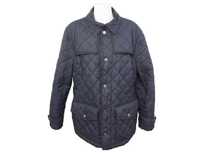 BURBERRY COAT QUILTED JACKET XL 46 NAVY BLUE NYLON JACKET COAT  ref.1363045