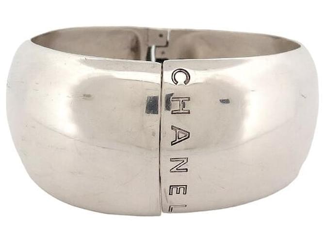 PULSEIRA VINTAGE CHANEL CUFF LOGOTIPO T20 Prata sólida 925 107ALÇA DE PRATA GR  ref.1363050