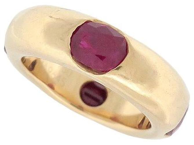 VINTAGE FRED RING SET WITH 4 ruby 53 2.6yellow gold ct 18K 13.6GR GOLDEN RING  ref.1363078