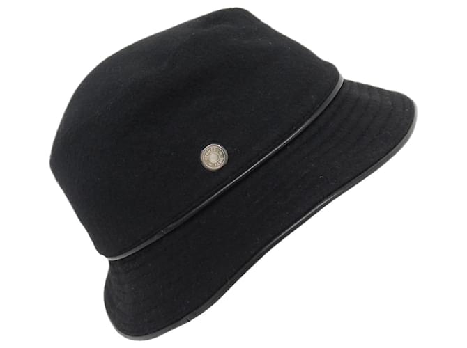 Hermès NEUF CHAPEAU HERMES BOB CLOU DE SELLE 56 CACHEMIRE NOIR NEW CASHEMERE HAT  ref.1363091