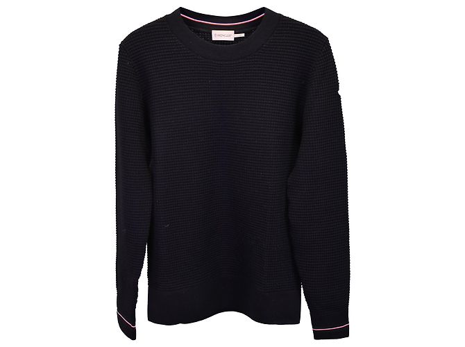 Waffelstrickpullover von Moncler aus marineblauer Baumwolle