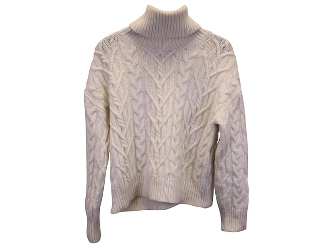 Nili Lotan Gigi Cable-Knit Roll-Neck Sweater in Ivory Cashmere White Cream Wool  ref.1363125
