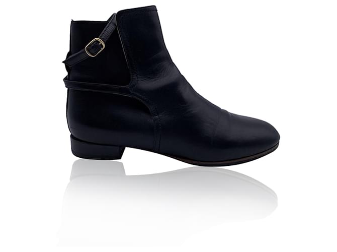 Autre Marque Black Leather Women Flat Ankle Boots Shoes US Size 38.5  ref.1363198