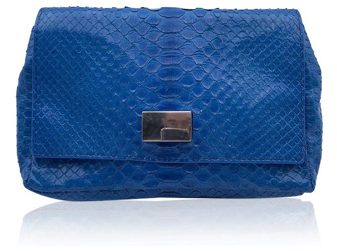 Orciani Borsa a tracolla piccola in pelle blu con tracolla a catena