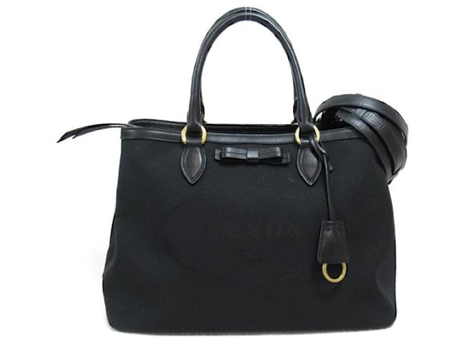 Prada Bow Canvas Handbag Canvas Tote Bag in Excellent condition Cloth  ref.1363215