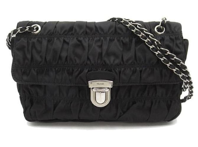 Prada  Tessuto Gaufre Chain Shoulder Bag  Canvas Crossbody Bag in Good condition Cloth  ref.1363241