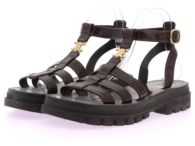 Céline CELINE Sandalen T.EU 39 Leder Braun  ref.1363291