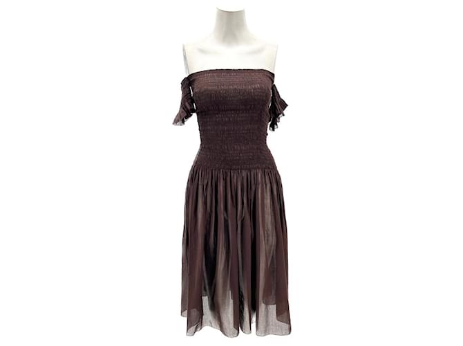 Robes PRADA T. ca 40 cotton Coton Marron  ref.1363426