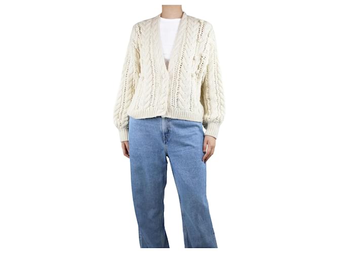 Ulla Johnson Cream chunky cable-knit cardigan - size M Wool  ref.1363560