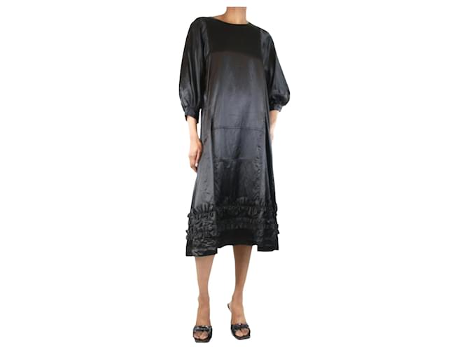 Comme Des Garcons Black satin ruffled midi dress - size XS Acetate  ref.1363568