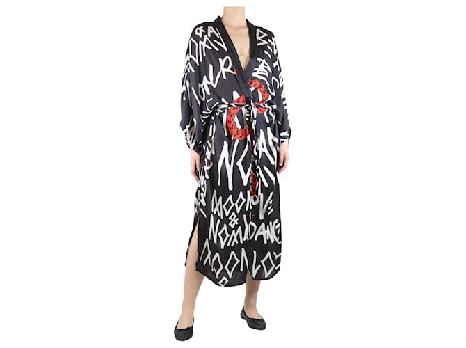 Autre Marque Black snake printed robe - One size Viscose  ref.1363588