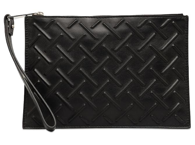 Bolsa clutch de couro preto com relevo Bottega Veneta Bezerro-como bezerro  ref.1363707