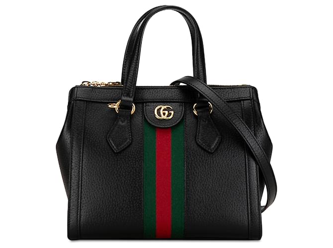 Bolso satchel Ophidia pequeño de cuero negro Gucci Becerro  ref.1363752