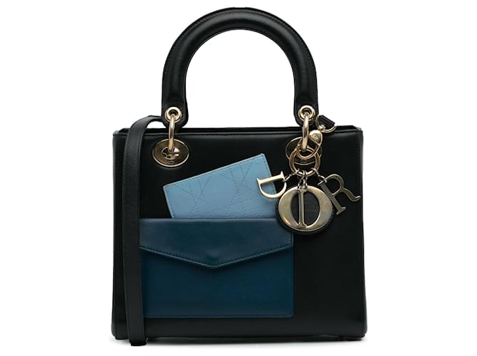 Dior Black Medium Lambskin Cannage Lady Dior Leather  ref.1363788