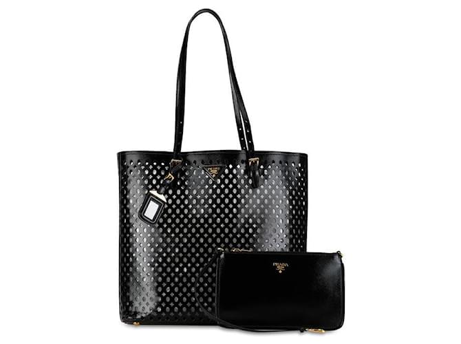 Prada Perforated Leather Tote Bag Canvas Tote Bag in Excellent condition Cloth  ref.1363881