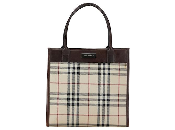 Burberry House Check Canvas & Leather Handbag Canvas Handbag in Good condition Cloth  ref.1363883