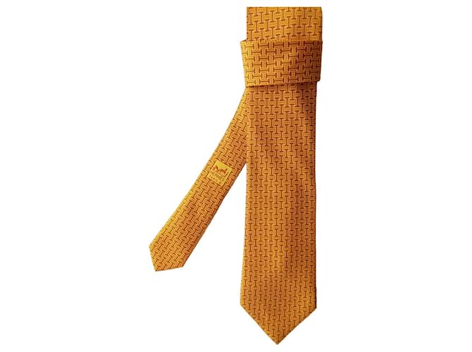 Hermès Krawatten Orange Seide  ref.1363888