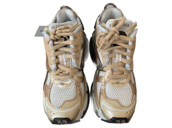 Balenciaga Runner Sneaker weiß beige Leder Textil