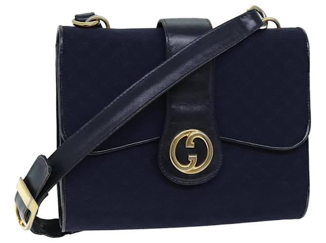 GUCCI Micro GG Canvas Shoulder Bag Navy Auth 73031 Navy blue  ref.1363927