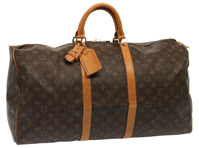 Louis Vuitton Monogram Keepall 55 Boston Bag M41424 LV Auth yk12021 Cloth  ref.1363945