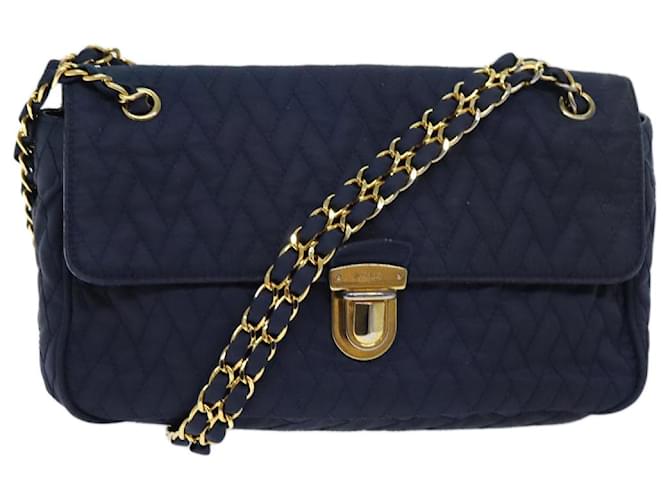 PRADA Sac à bandoulière en chaîne Nylon Marine Auth 73204 Bleu Marine  ref.1363955