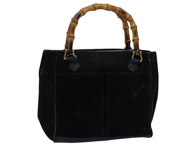 GUCCI Bamboo Hand Bag Suede Black 000 122 0316 Auth yk12056  ref.1363961