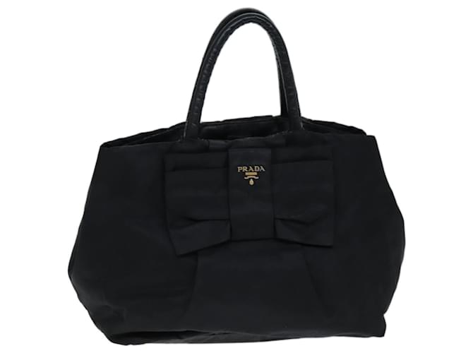 PRADA Ribbon Hand Bag Nylon Black Auth 72955  ref.1364017