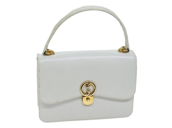 GUCCI Handtasche Leder Weiß Auth yk12076