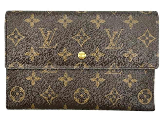Louis Vuitton Porte Monnaie Credit Brown Cloth  ref.1364579
