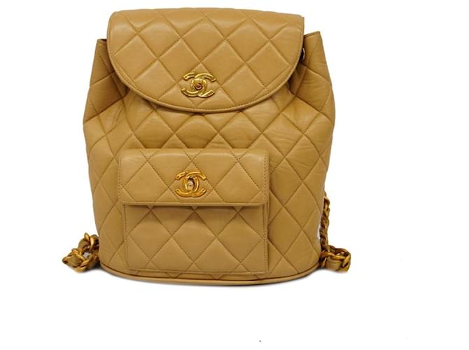 Chanel Matelassé Beige Leather  ref.1364823