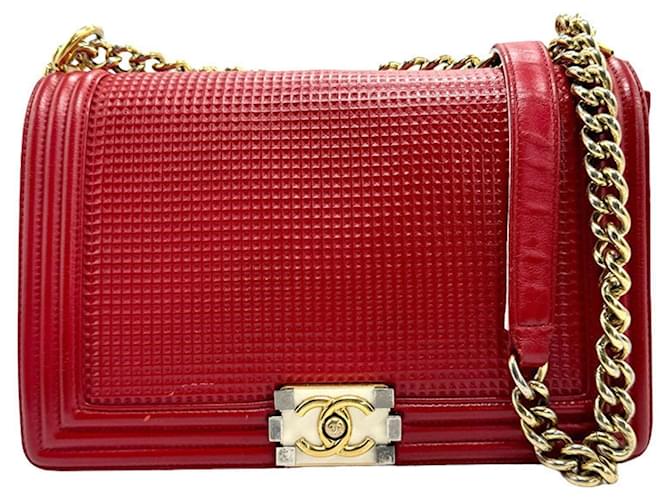 Chanel Boy Red Leather  ref.1364848