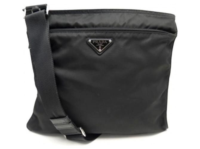 Prada Saddlebags Black Leather Cloth  ref.1364933