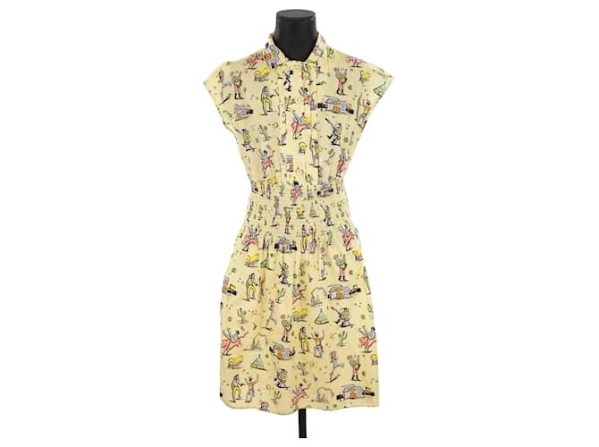 Prada Robe en coton Jaune  ref.1364975