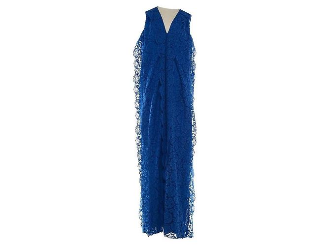 Carolina Herrera Maxikleid aus blauer Spitze