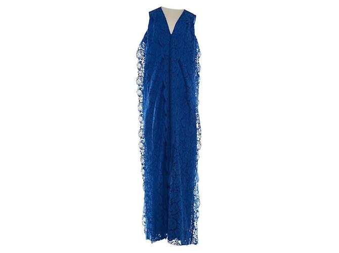 Carolina Herrera Vestiti Blu Seta Cotone Pizzo  ref.1364999