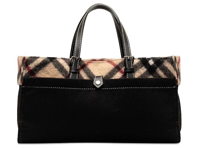 Bolsa preta Burberry Wool Supernova Check Preto Lã  ref.1365085