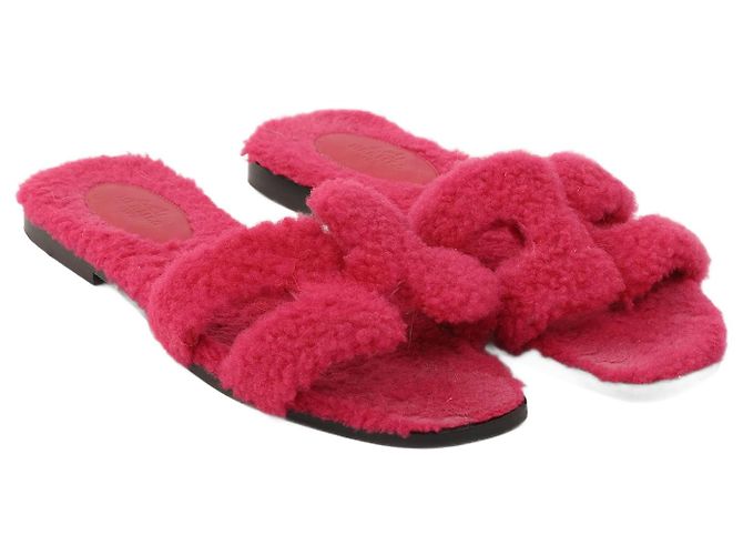 Oran Hermès HERMES Flats EU 38 Shearling Pink