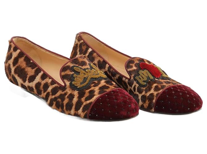 CHRISTIAN LOUBOUTIN Appartements EU 37.5 chiffon Toile Marron  ref.1365117