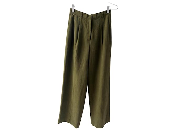 Autre Marque Isaac Mizrahi Seta / Pantalone in lino Verde  ref.1365129