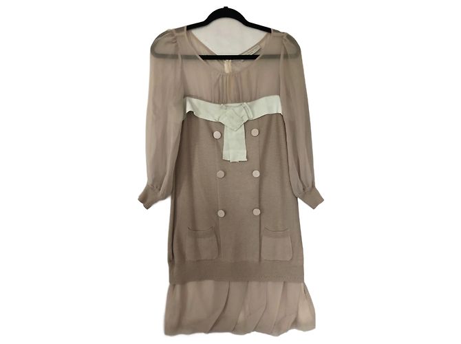 Stella Mc Cartney Vestido Stella McCartney de seda e lã bege