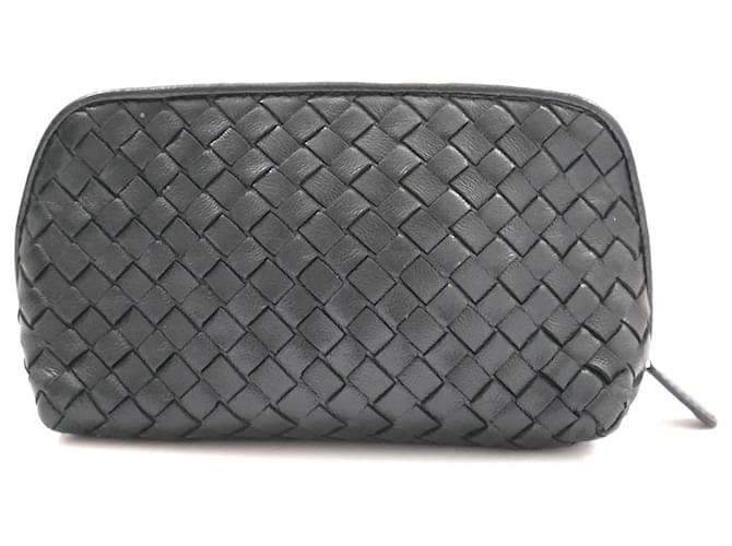 Necessaire de couro preto intrecciato da Bottega Veneta  ref.1365173