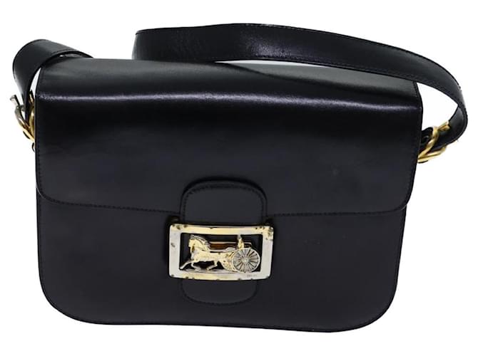 Céline Horse Carriage Negro Cuero  ref.1365375