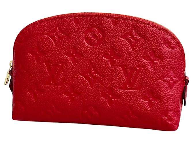 Louis Vuitton cosmetic pouch Red Leather  ref.1365432