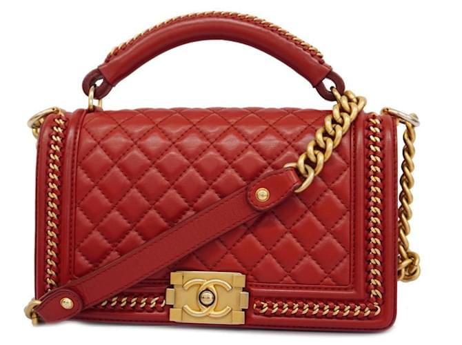 Chanel Boy Red Leather  ref.1365440