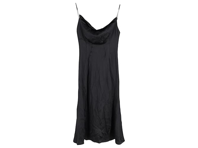 Versace Cowl-Neck Slip Dress in Black Satin  ref.1365546